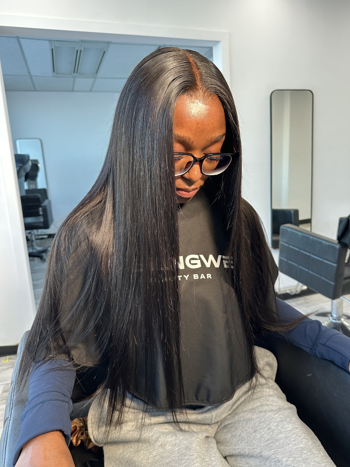 Client wearing installed Straight bundles