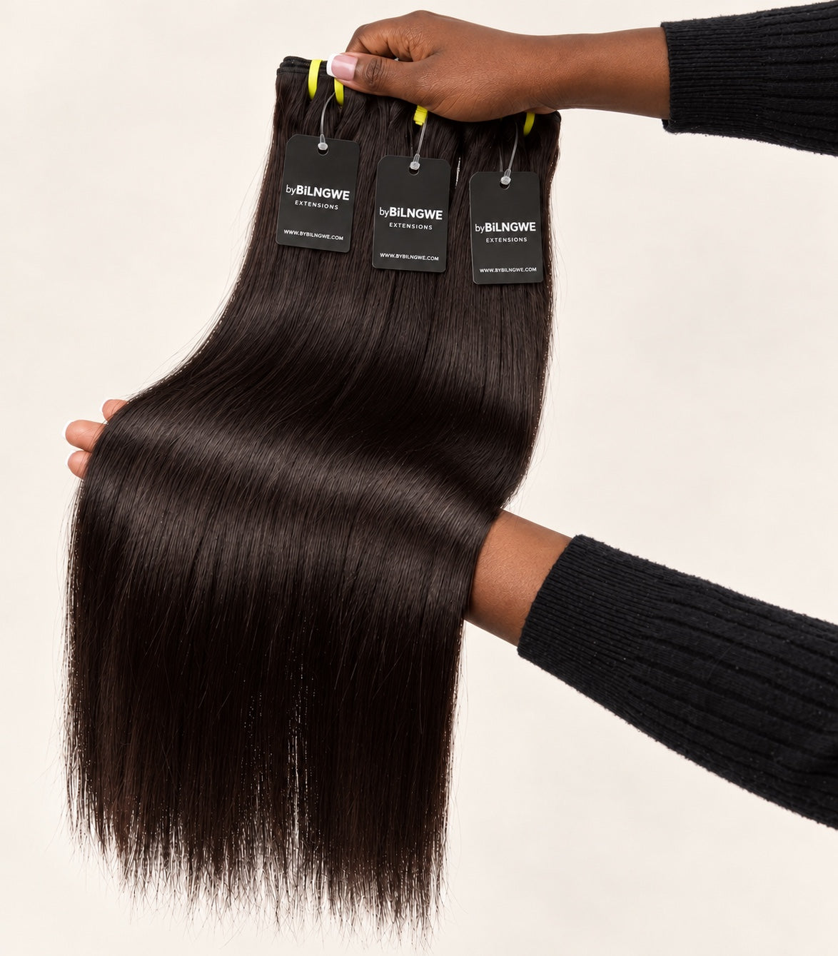 byBilngwe Straight bundles held up to show their length and finish