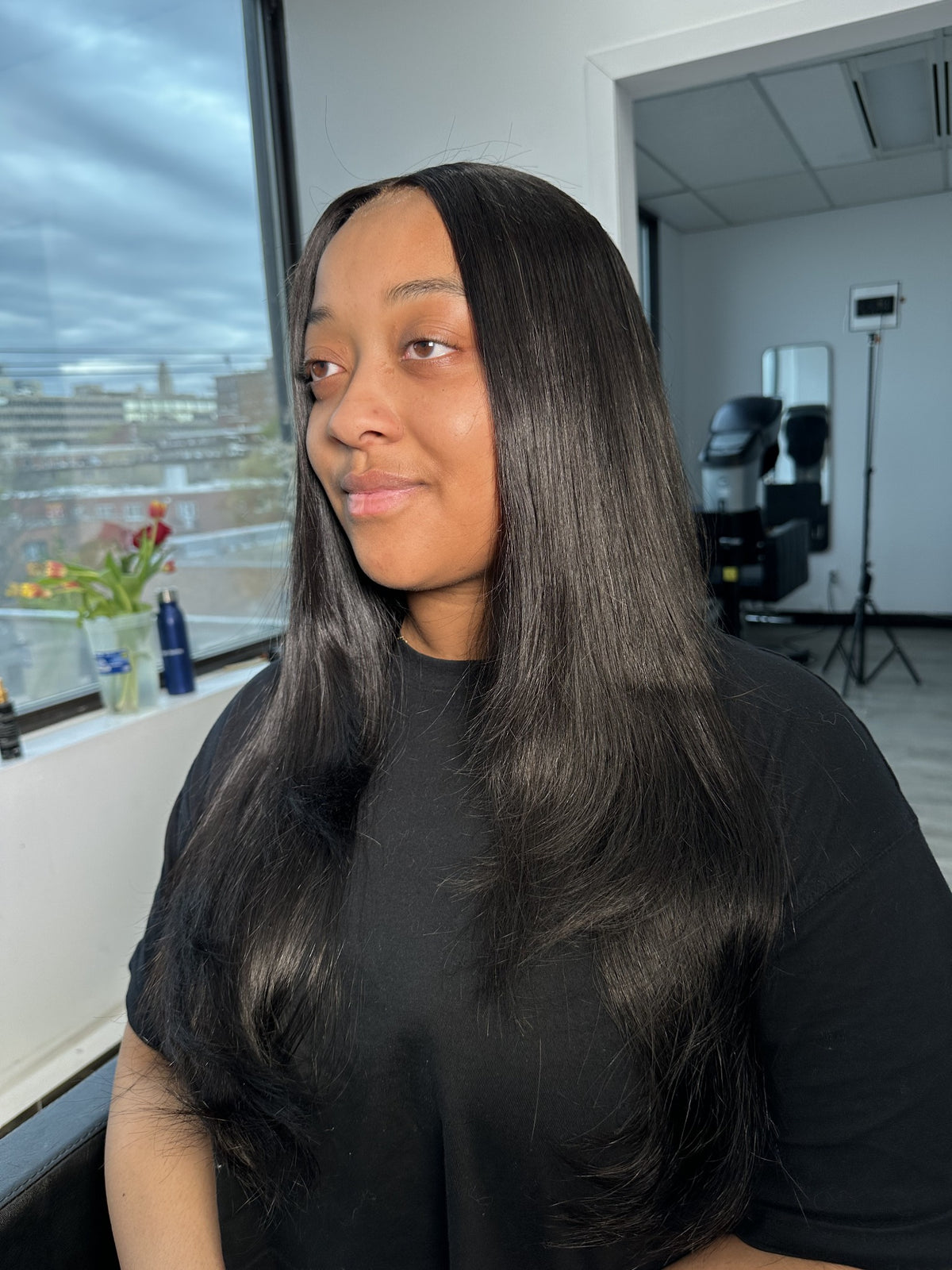 Client wearing installed Straight bundles
