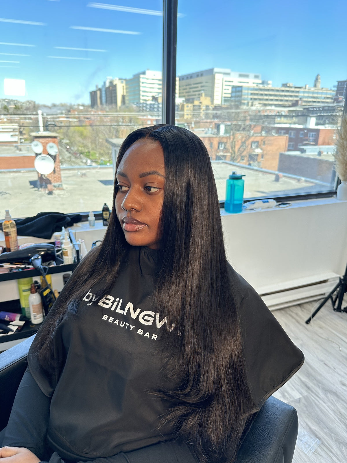 Client wearing installed Straight bundles