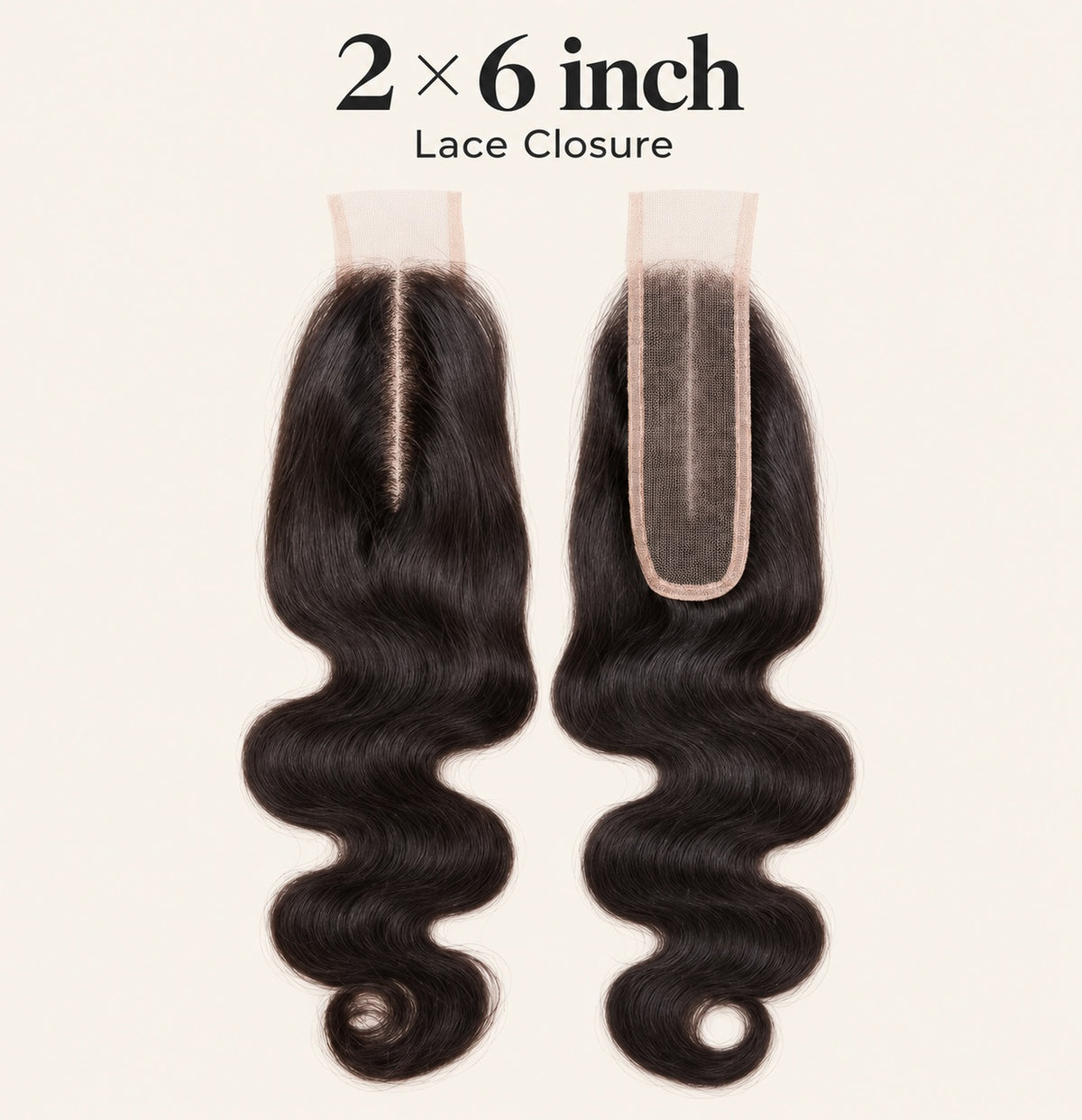 2x6 body wave lace closure front and underside