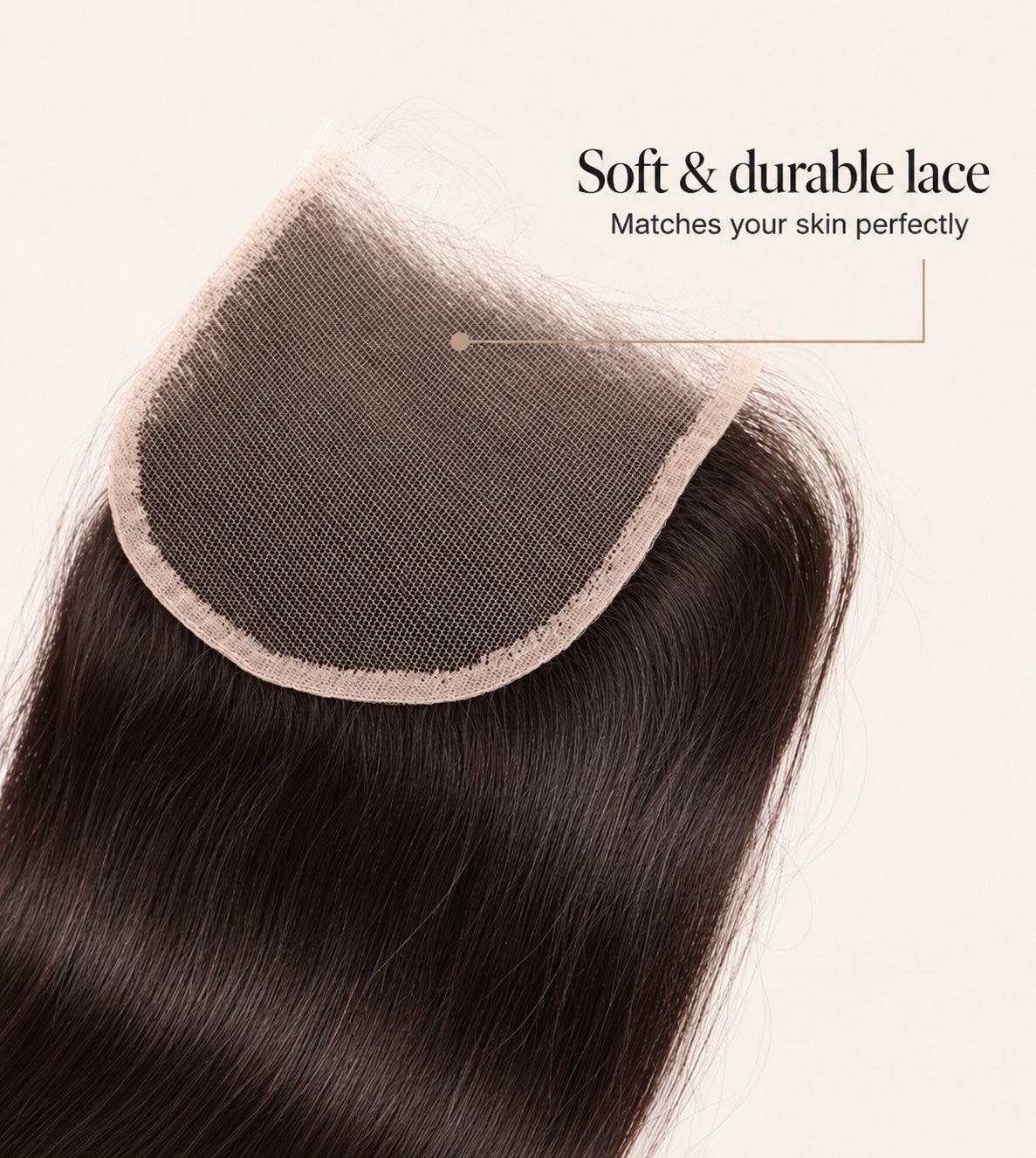 Lace closure underside showing fine lace